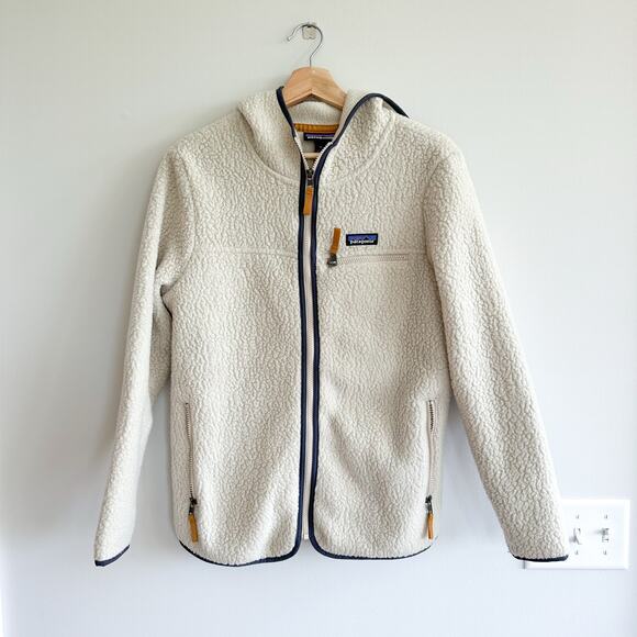 Patagonia Retro File Fleece Hoody Zip Up Jacket Beige M - Picture 1 of 9